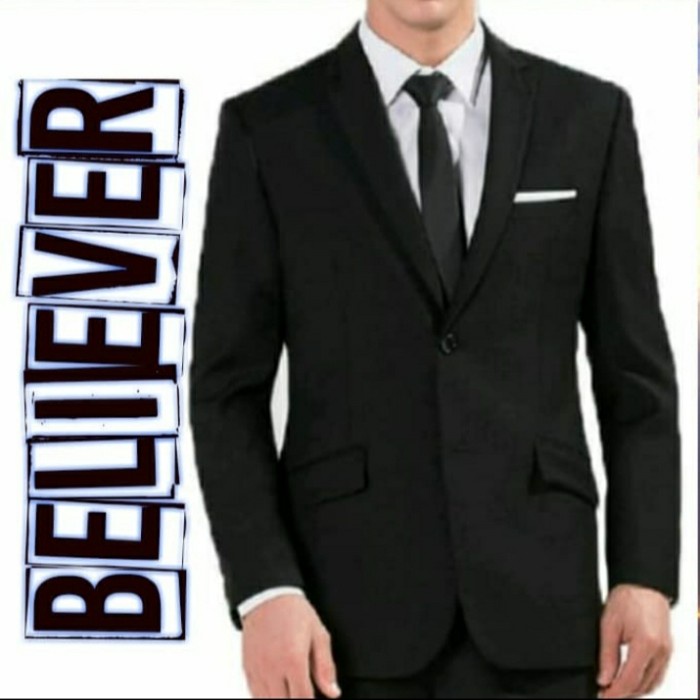 [BISA COD] Blazer pria/Jas blazer pria/Jas/Jas pria premium hitam list putih - Hitam, M