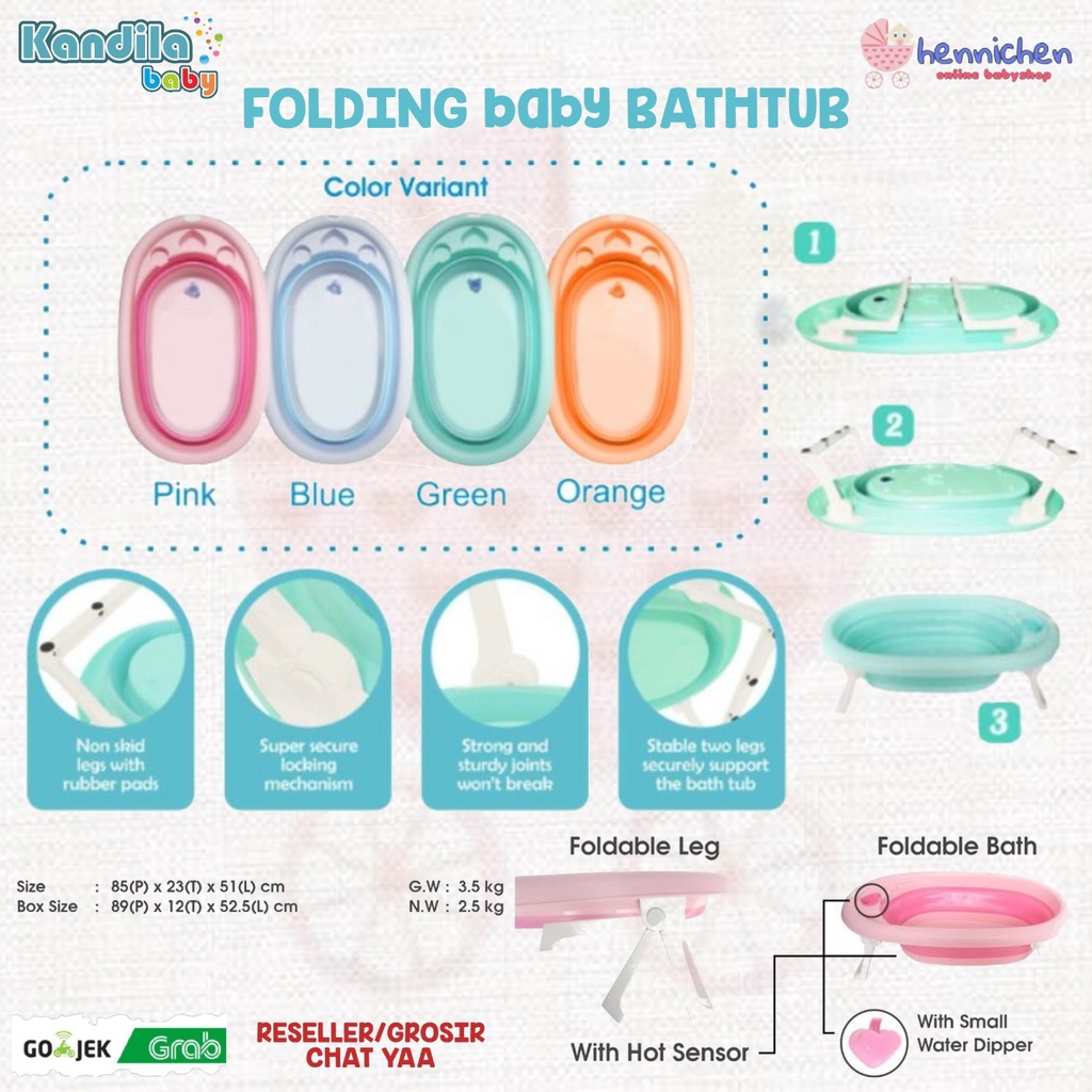 CUCI GUDANG PROMO KANDILA FOLDING Baby BATHTUB Bak Mandi Bayi Lipat Portable Bath Tub NEW