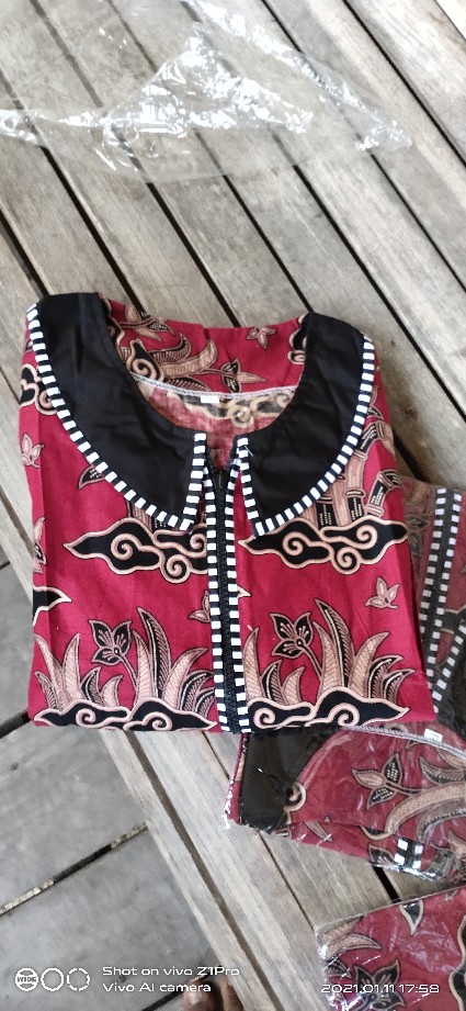 Baju Batik Wanita Modern Monalisa Genes Merah Biru Tosca Ungu Orange M,l,xl Asli Pekalongan