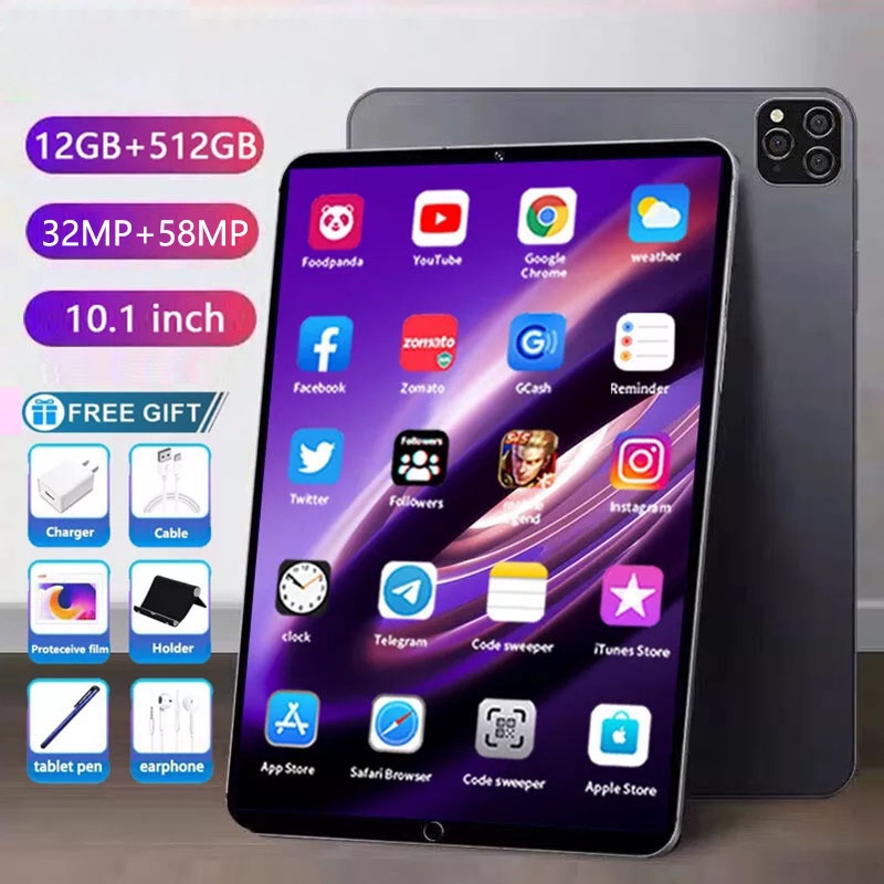 Tablet PC Asli Galaxy Tab Baru 10.1inch 12GB + 512GB Tablet Android 10.1 Inci Layar Full Screen Layar Besar Wifi 5G Dual SIM Tablet Untuk Anak Belajar Tablet Gaming Murah Cuci Gudang Tablet Murah 5G