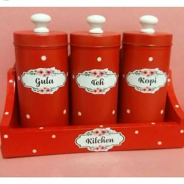 Toples gula teh kopi + rak motif polkadot