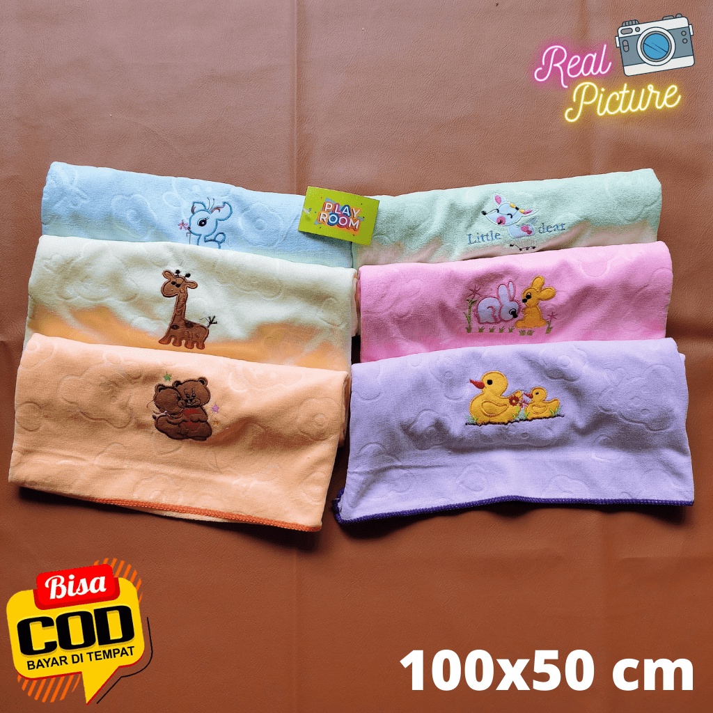 Handuk Bayi Microfiber Karakter Tebal Dan Halus Ukuran 50 x 100Cm Unisex Meyriana Collection