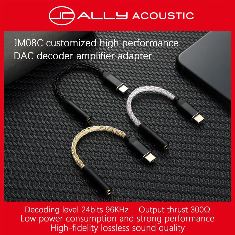 Jcally JM08C High Performance DAC decoder Amplifier Tipe C Ke Adaptor 3.5mm Untuk Ponsel Android