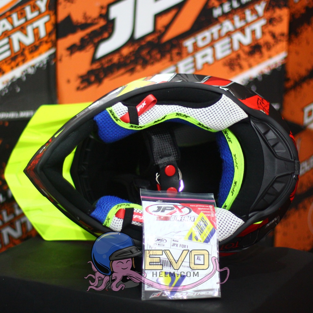 HELM JPX CROSS_FOX1 SERI X16 - FLUO YELLOW DOFF + GOOGLE SNAIL (ONGKIR 2 KG) HELM JPX TERBARU