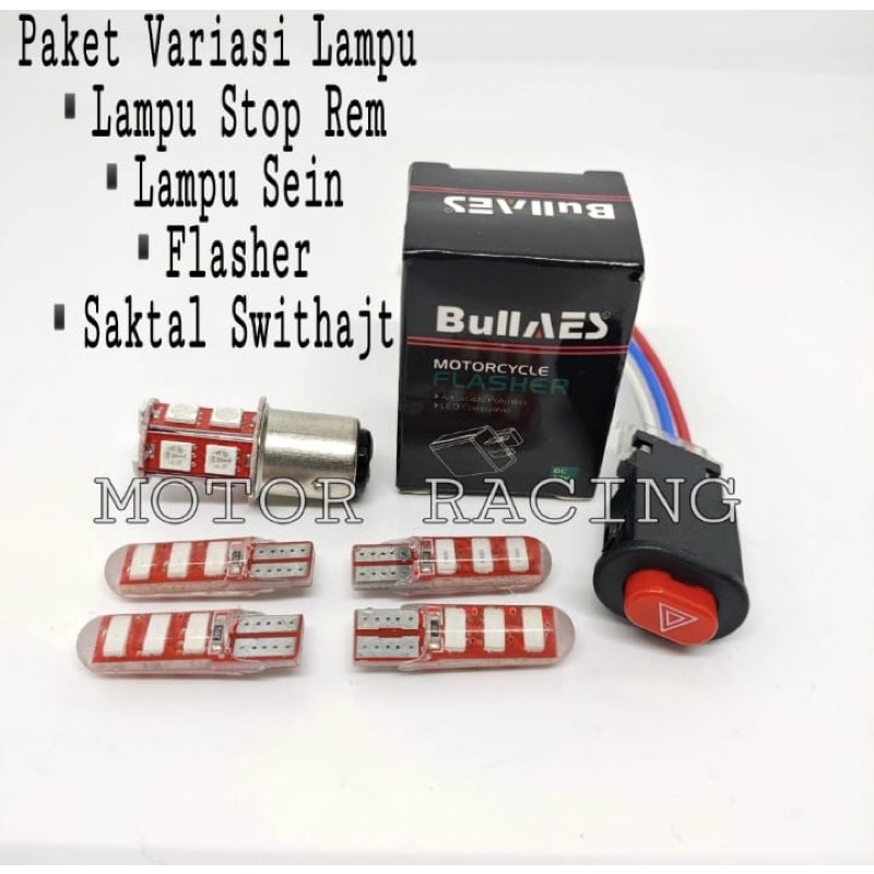 PAKET LAMPU 4 ITEM LAMPU SEN + LAMPU STOP + FLASHER SEN + SAKRAL CR7 ( BIRU, MERAH, KUNING, HIJAU )