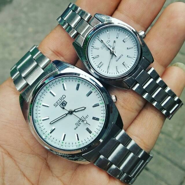 Original JAM TANGAN SEIKO COUPLE SK882 SILVER-PUTIH Premium Kekinian