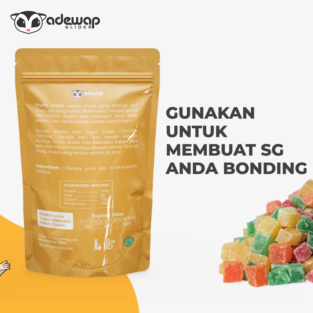 ADEWAP GLIDER Fruity Snack Sugar Glider Buah Kering Cemilan Sugar Glider