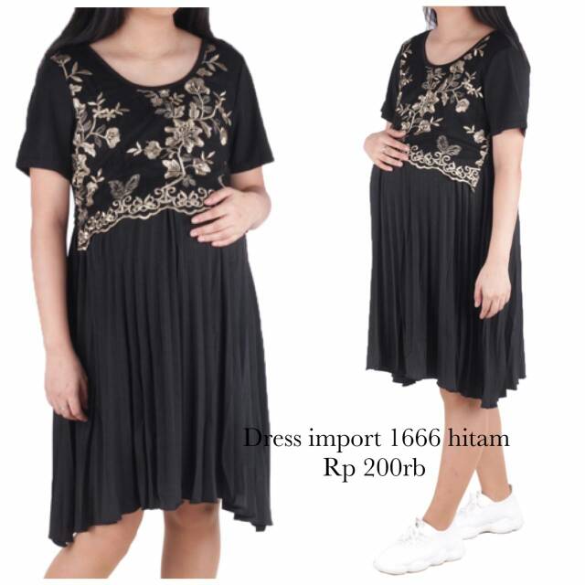 Baju hamil dress hamil import 1666 hitam