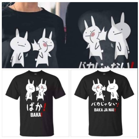 TSHIRT BAKA BAKAJANAI KAOS JEPANG MEME KELINCI BAHAN COMBAD