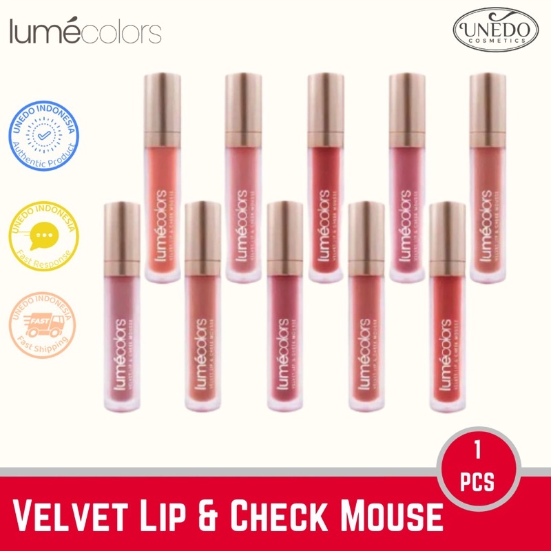 Lumecolors Velvet Lip &amp; Cheek Mousse Lipstik Eyeshadow Blush On Matte