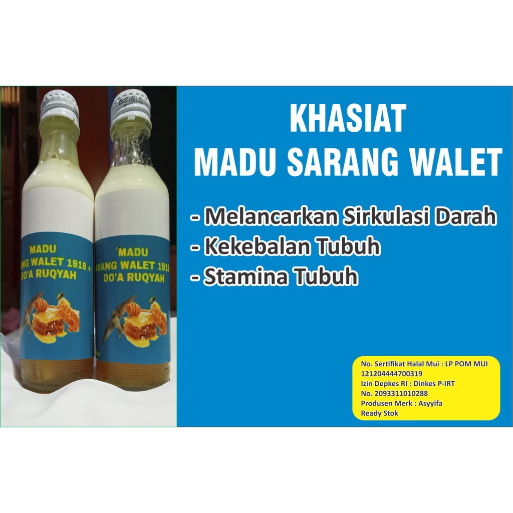 

Madu Sarang Walet 1918 + Isim | Madu Kesehatan | madu Tradisional | Netto 100ml / 250ml / 300ml