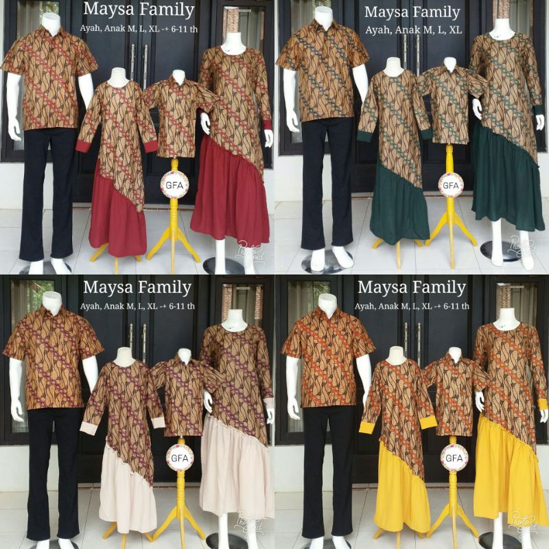 COUPLE BATIK MODERN MEISYA FAMILY/BAJU BATIK KOMBINASI KELUARGA/GAMIS MEISYA/KEMEJA BATIK