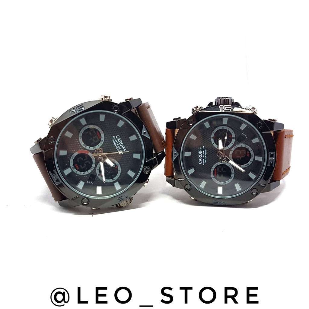 TERMURAH Jam Tangan Kulit Pria A4. JAM TANGAN CARDIFF ORIGINAL. READY STOCK