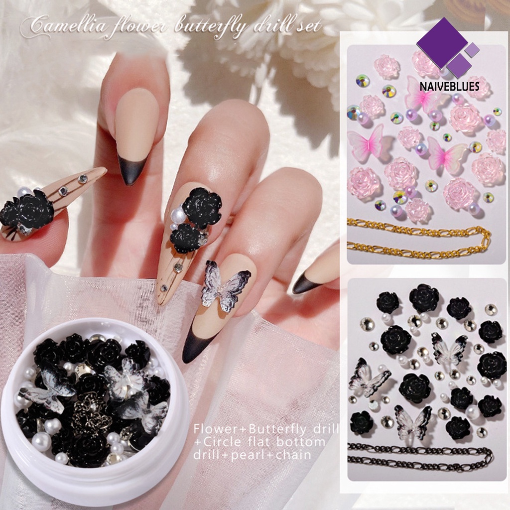 Naiveblue 1 Kotak Stiker Nail Art Motif Bunga Kamelia Tahan Lama