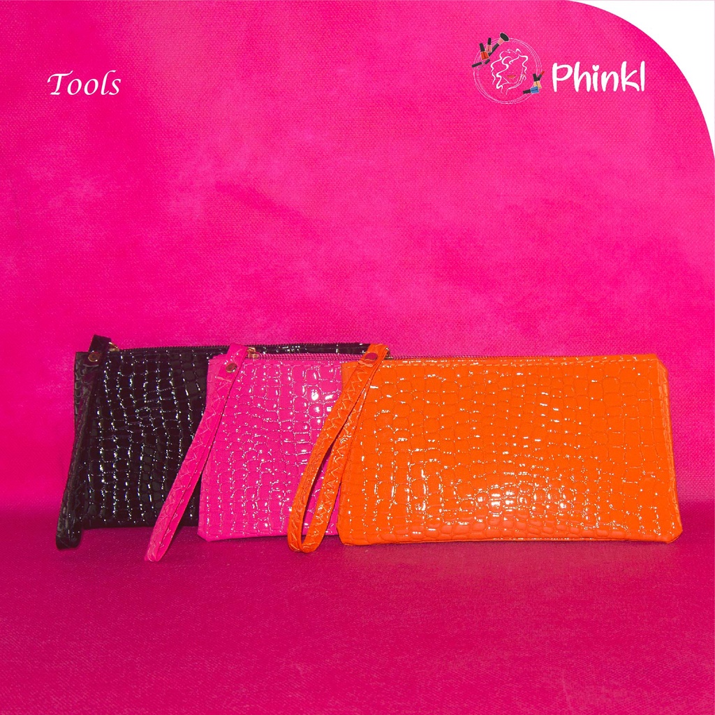 `ღ´ PHINKL `ღ´ Dompet kosmetik serba guna clutch kulit tas bahan bagus kualitas import