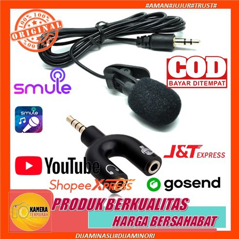 Paket Mic Clip On Audio Splitter Vlog Vlogger Smule Jack 3.5mm