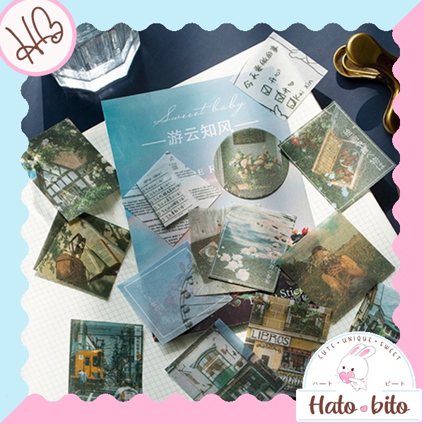 

1 set isi 50 pcs estetik mini deco sticker picture photo DIY jurnal bujo scrapbook planner stiker retro HB1268