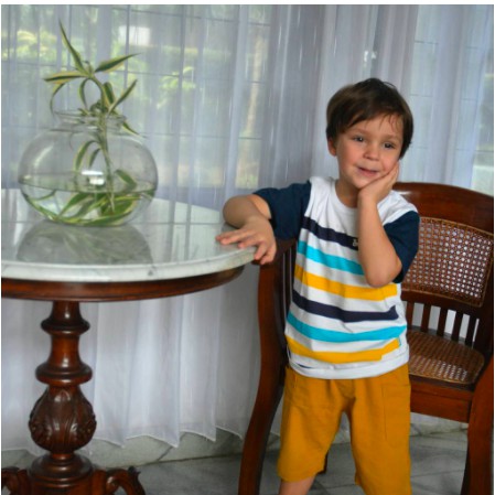 Baju Kaos Anak Laki Laki Keren Branded SD DIstro Murah Pola Desain Garis Strip Original