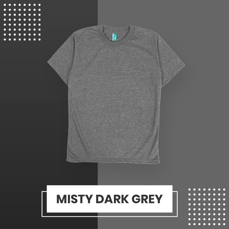 KAOS POLOS COTTON TWOTONE MISTY LENGAN PENDEK 30’S /  PRIA & WANITA 100% DISTRO ORIGINAL-DARK GREY TO BLACK