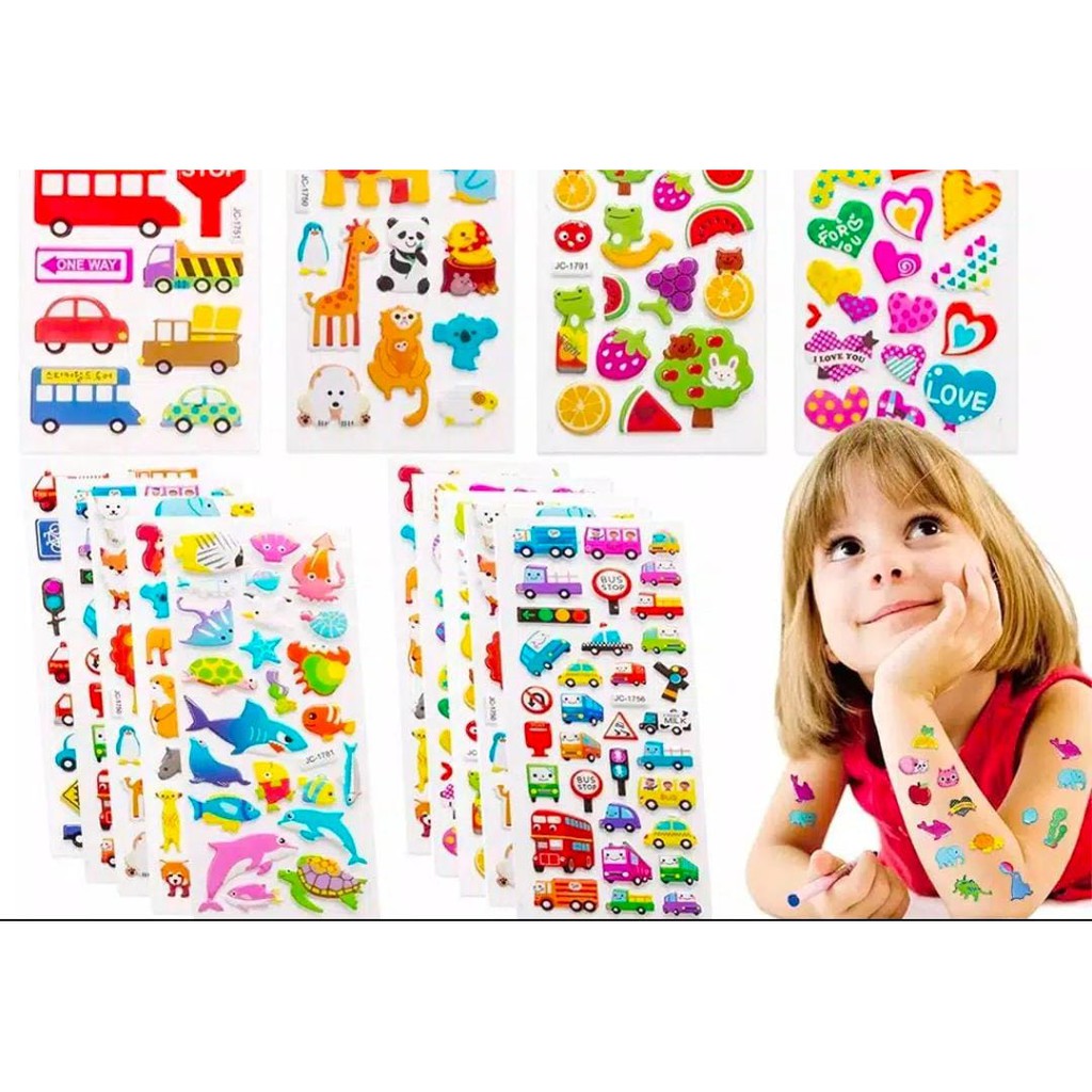 Vinztstore - Sticker Mainan Anak Sticker Anak Timbul Sticker 3D Sticker Tempel Anak Perempuan