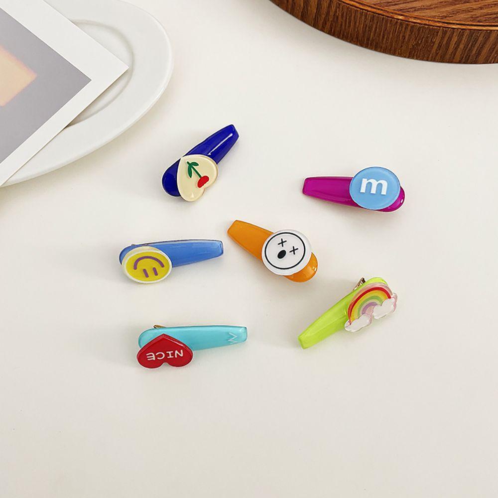 Agustina Kartun Jepit Rambut Poni Klip Hiasan Kepala Bunga Lucu M Kacang Permen Warna Hiasan Kepala Akrilik Wajah Tersenyum Wanita Hair Clip