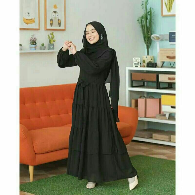 Baju Gamis Dress Hitam Premium Outfit Remaja Kekinian Dress Kondangan Gaun Pesta Import Premium