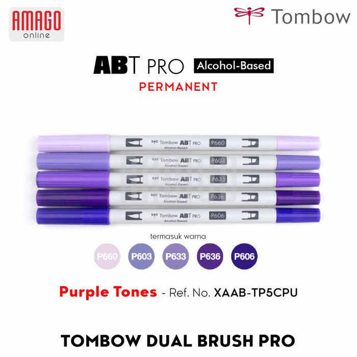 TOMBOW Dual Brush Pen ABT PRO - PURPLE TONES - 5 packs - XAAB-TP5PU