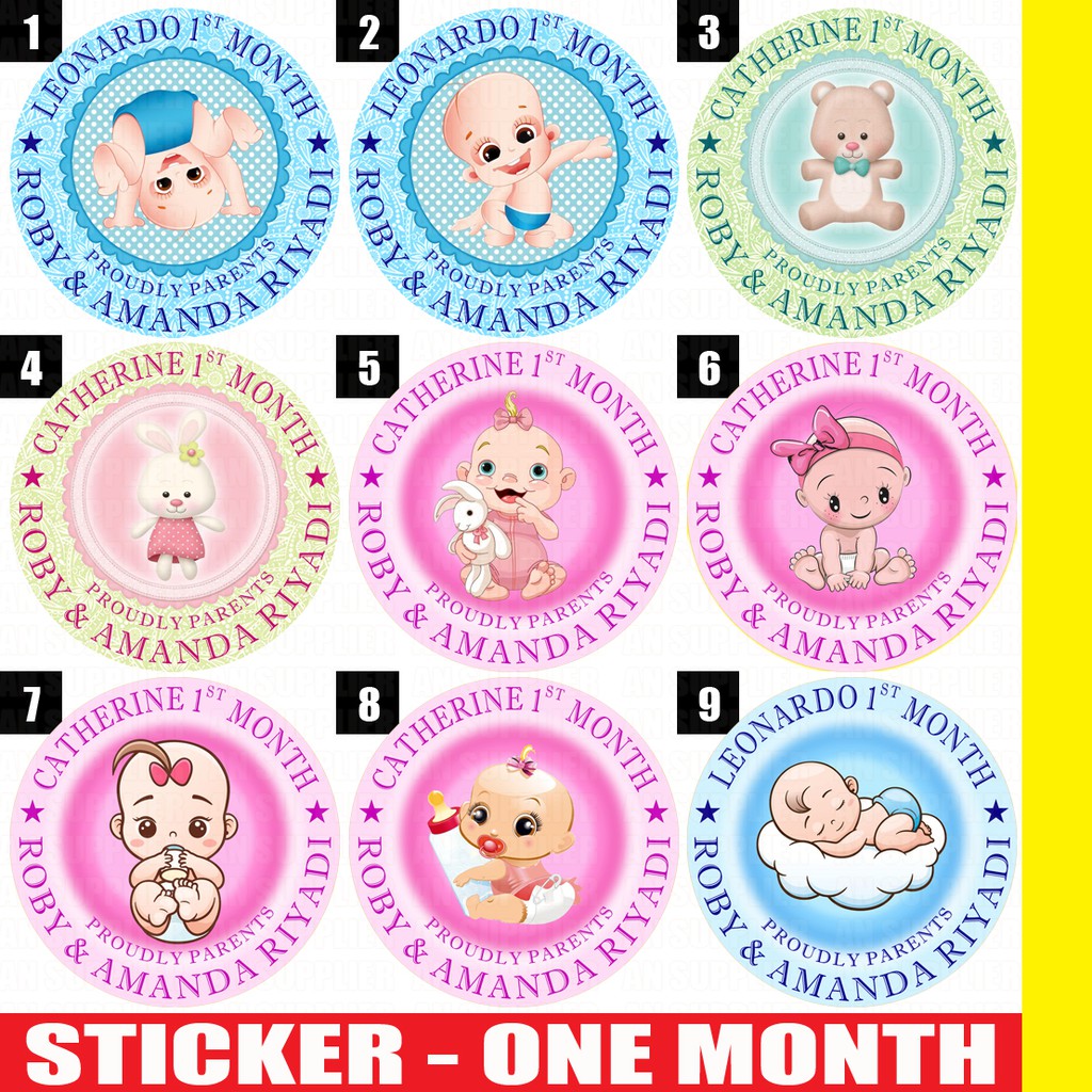 

60 STIKER LABEL BAG / KUE / SOUVENIR ULTAH ULANG TAHUN - ONE MONTH