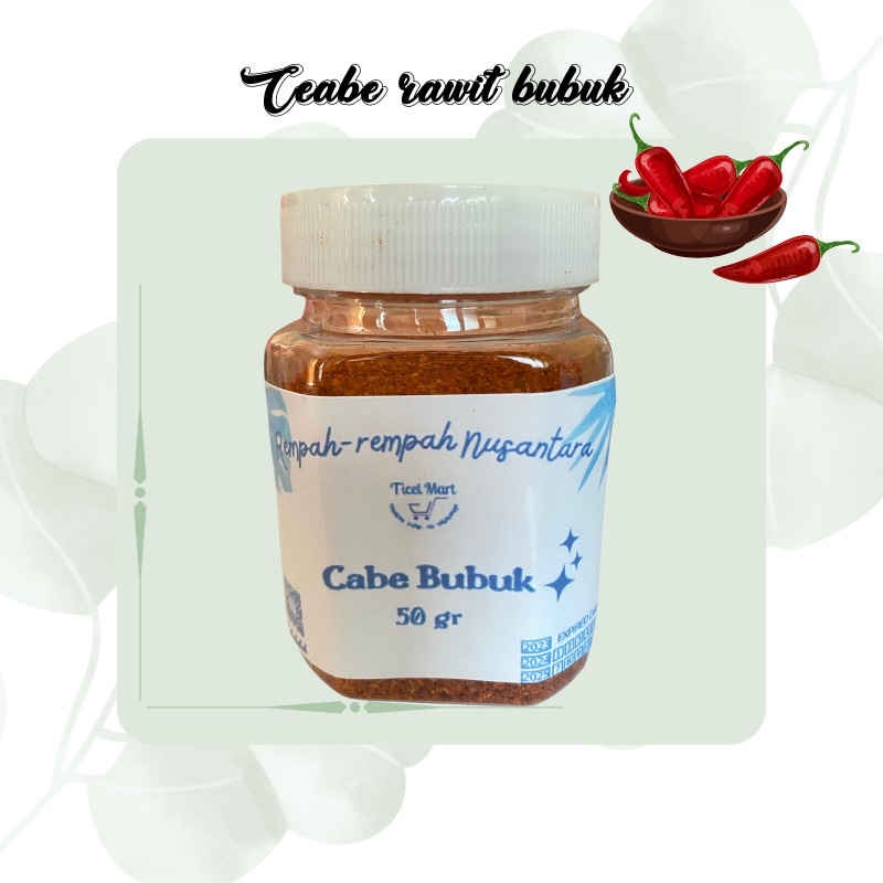 

50gr | Botol Cabe Rawit Setan bubuk | Chili powder spicy # Rempah herbal bumbu dapur masukan indonesia