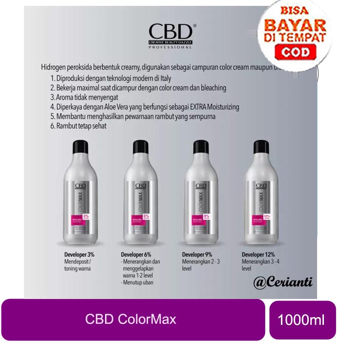 [TAMBAHAN BLEACHING | CAT RAMBUT] [1000ML] [BPOM] CBD Professional Colormax Developer 1000ml | Campuran Cat Rambut