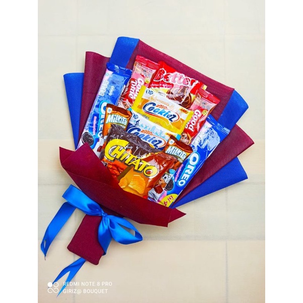 

Buket snack untuk hadiah hampers wisuda ulang tahun seminar proposal graduation