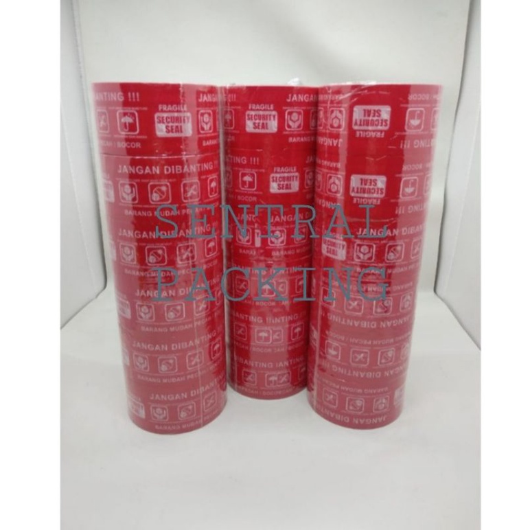 

LAKBAN FRAGILE MERAH KOMBINASI PUTIH 2Inchi 48mm × 72 Yard / Roll (6Pcs )