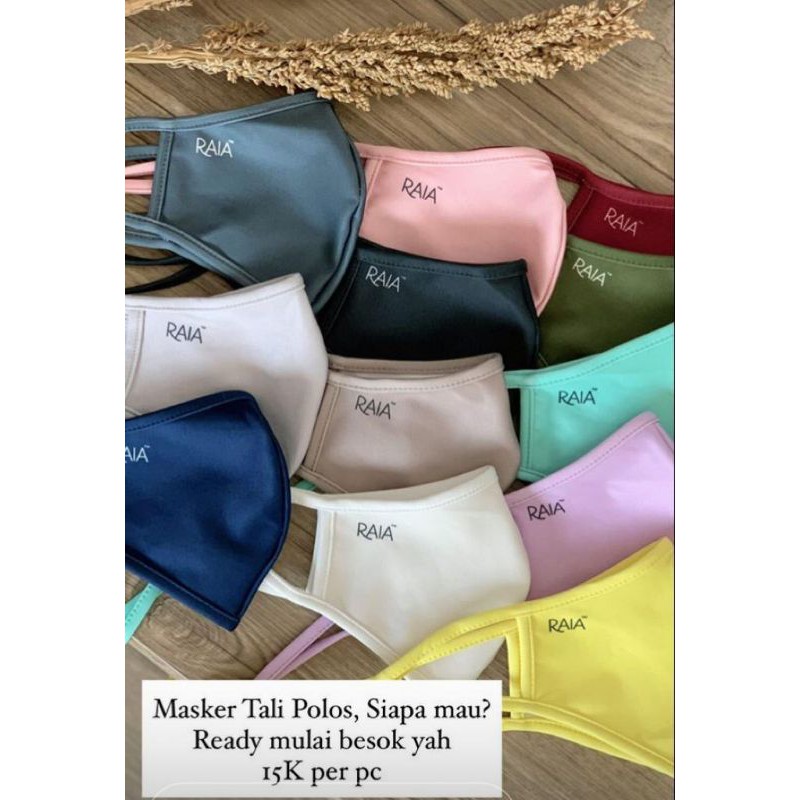 Masker polos 1 tali Raia by Raia.id