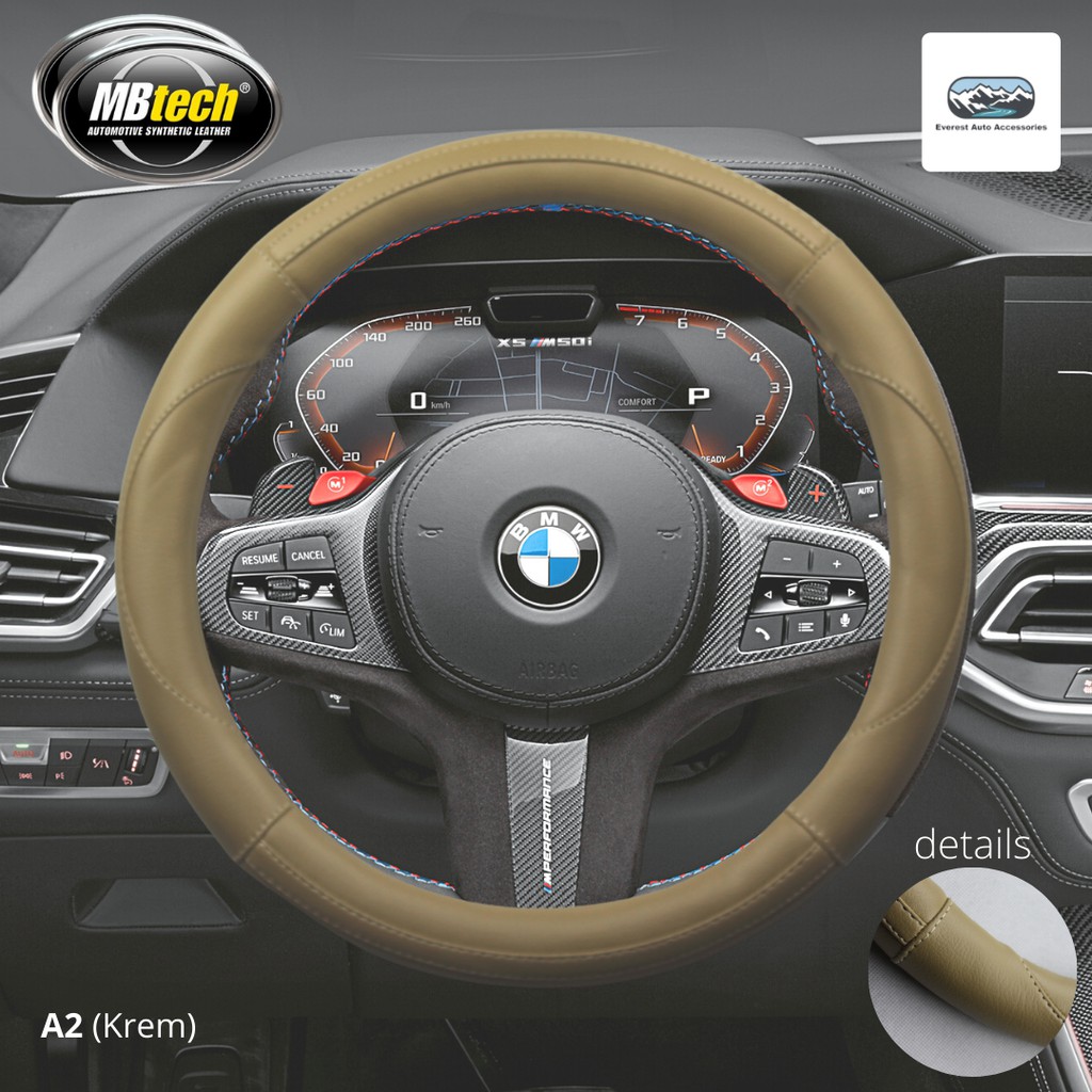 Cover Sarung Stir Steering Wheel Cover Bahan Kulit Universal Diameter 38cm - 40cm kulit MB Tech