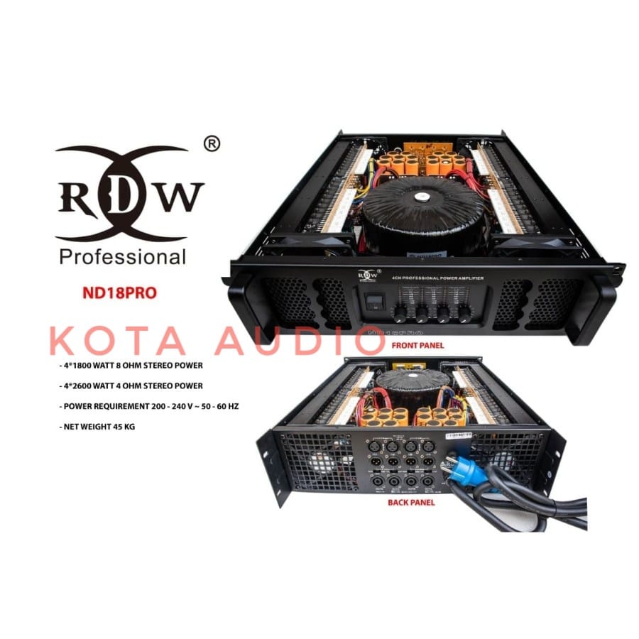 Power Amplifier RDW ND18PRO / ND 18PRO/ ND 18 PRO 4Ch 1800 Watt Original