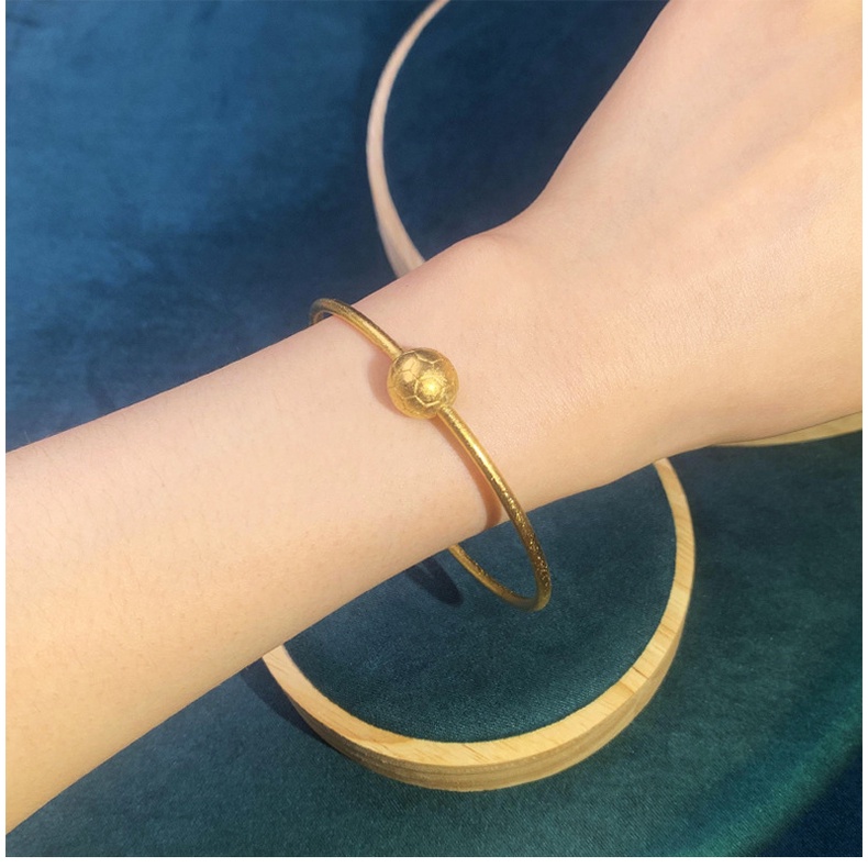 Gelang Tangan Lapis Emas Emas Asli Kadar 375 Model Frosted Gaya Bangkok Untuk Wanita