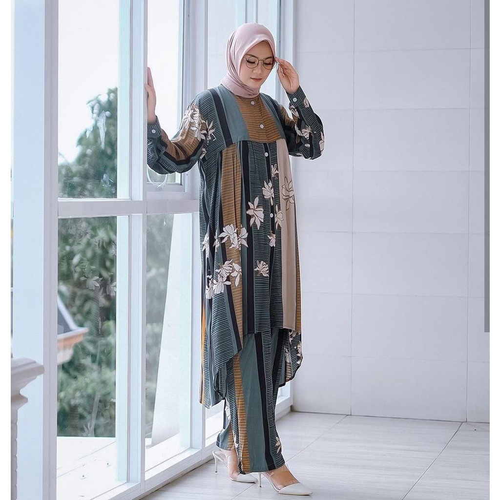 Baju Setelan Wanita Dewasa Import Kekinian Terbaru 2021 SETUNIK GAMIS PREMIUM  FASHION MUSLIM SETCEL