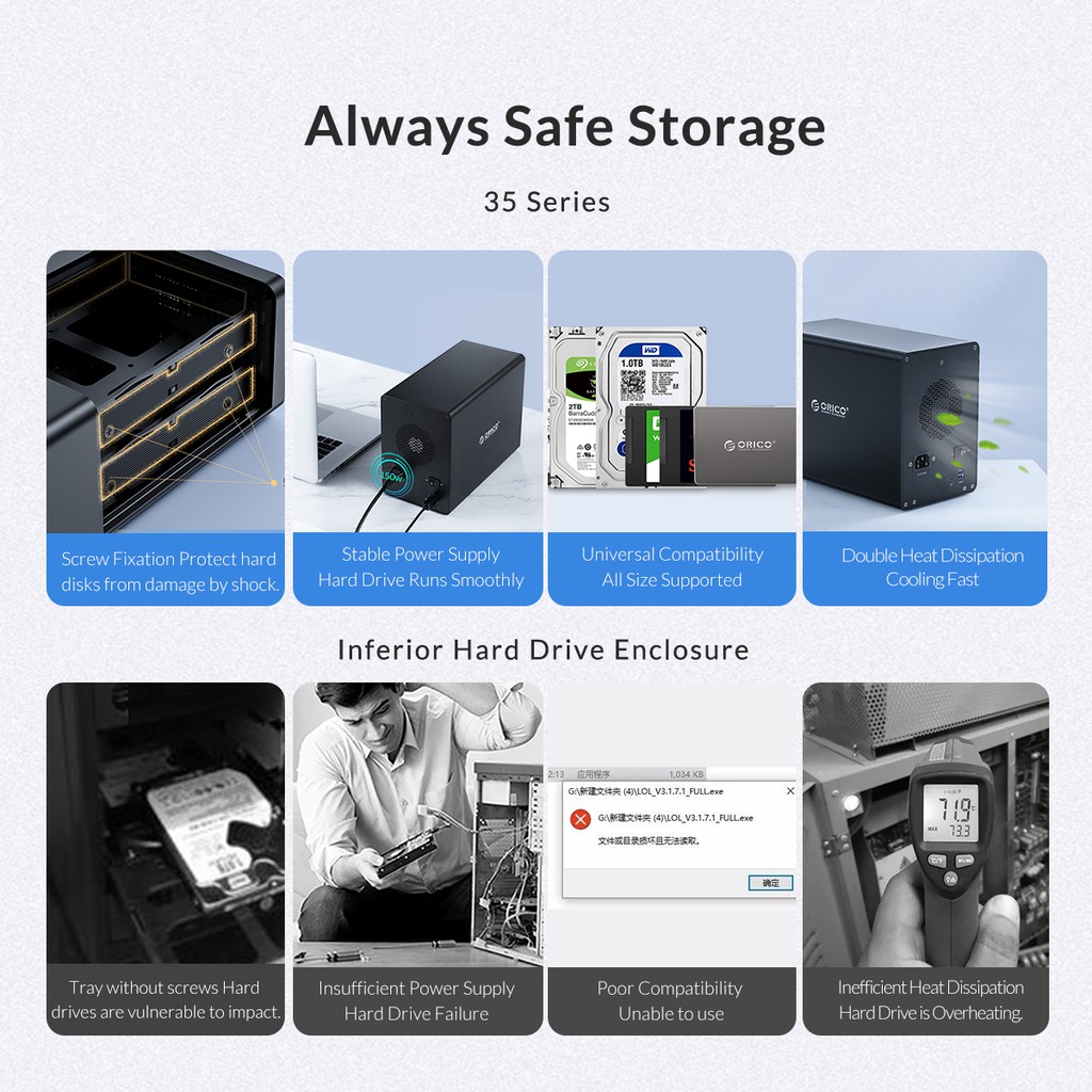 Casing hardisk hdd eksternal Enclosure Orico 2.5 or 3.5 in 5 bay Usb3.0 3559U3 - External Hard drive