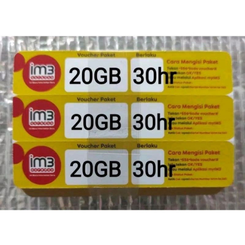 Voucher/Vocer IM3 Indosat Ooredoo 20GB