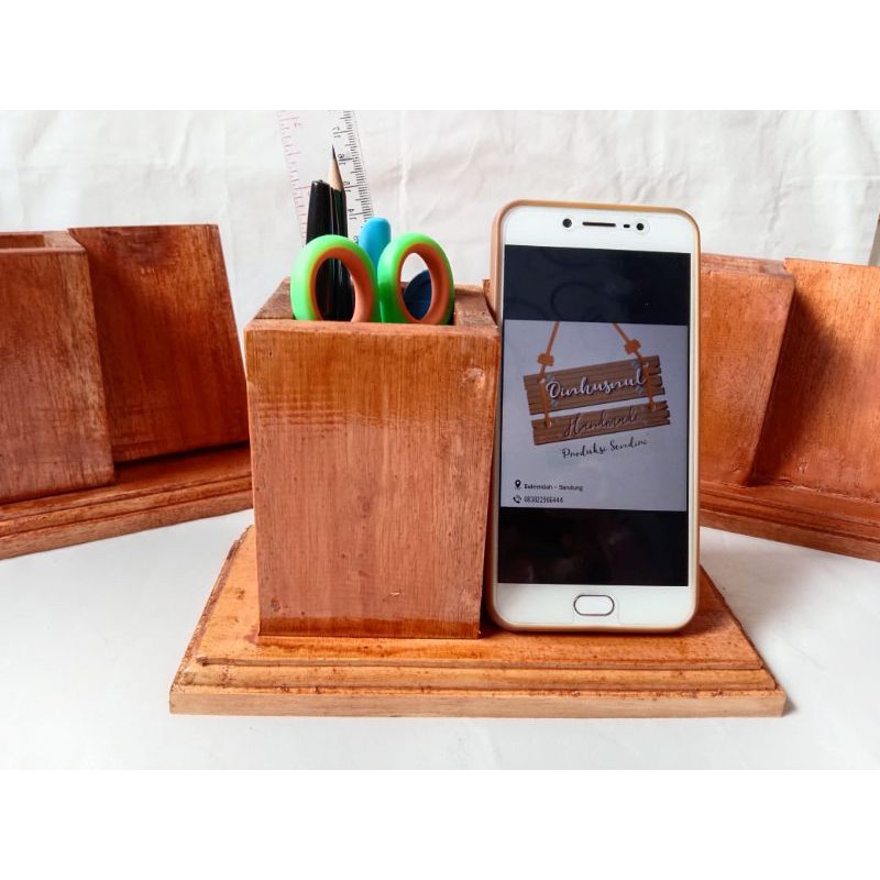 

Tempat pensil dan stand hp kayu