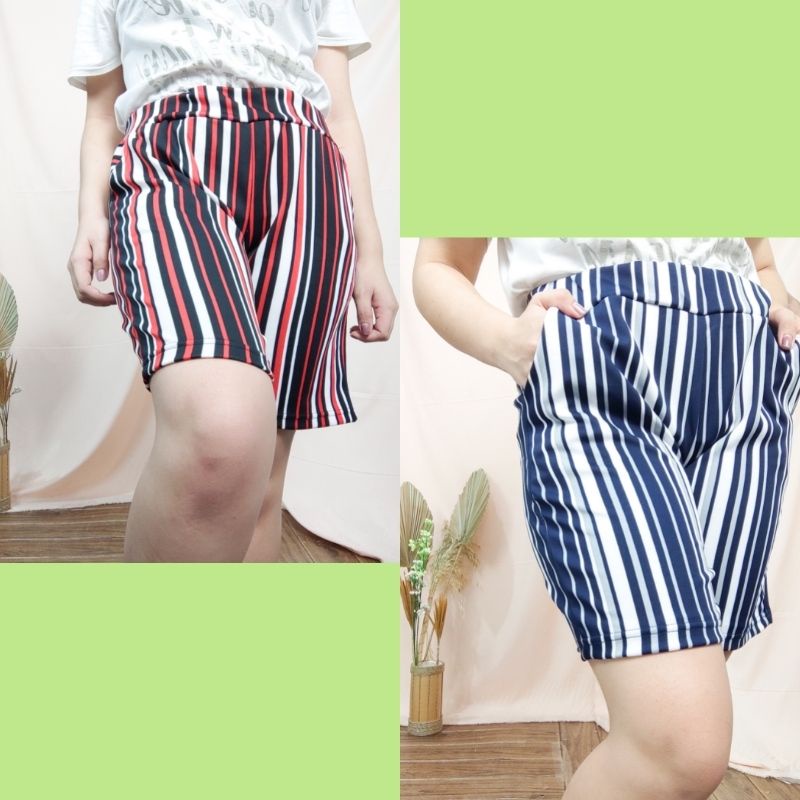 SB Collection Celana Pendek Marisa Hotpants Midi Casual Jumbo Wanita All Size Navy dan Merah