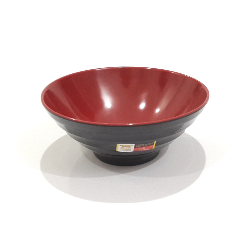W65A4 Mangkok Melamin Ulir Datar Golden Dragon - Mangkok 6'' Merah Hitam