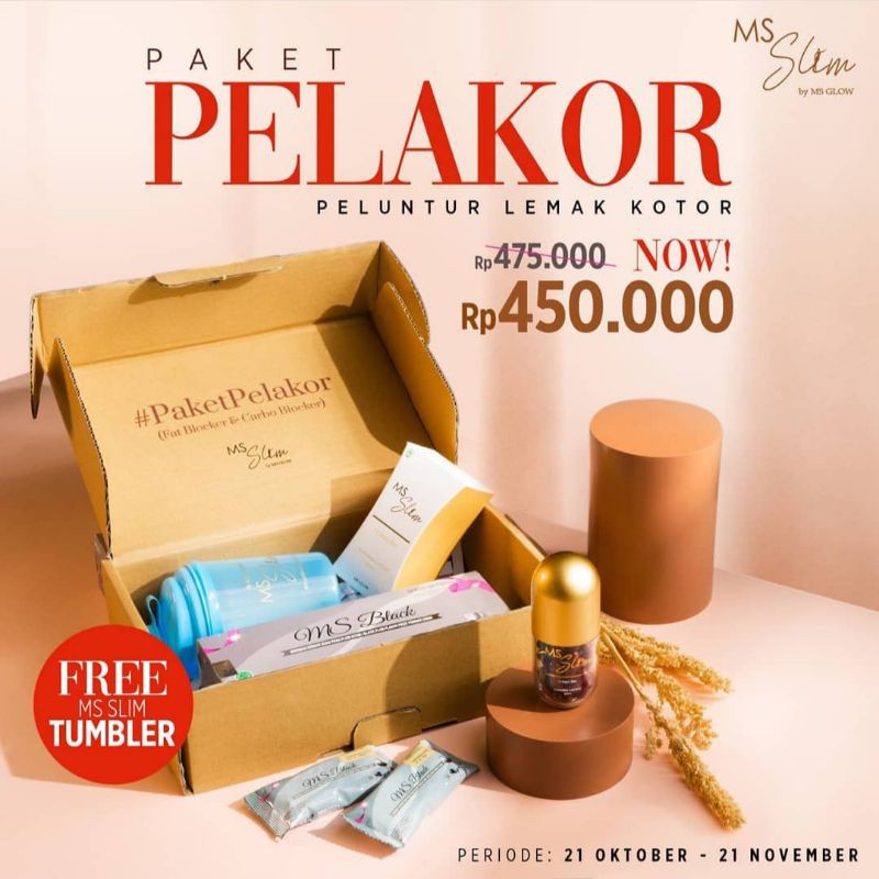 PAKET PELAKOR (PELUNTUR LEMAK KOTOR) MS GLOW - MS Slim by MS Glow - Capsule MS Glow - MS Black MS Gl