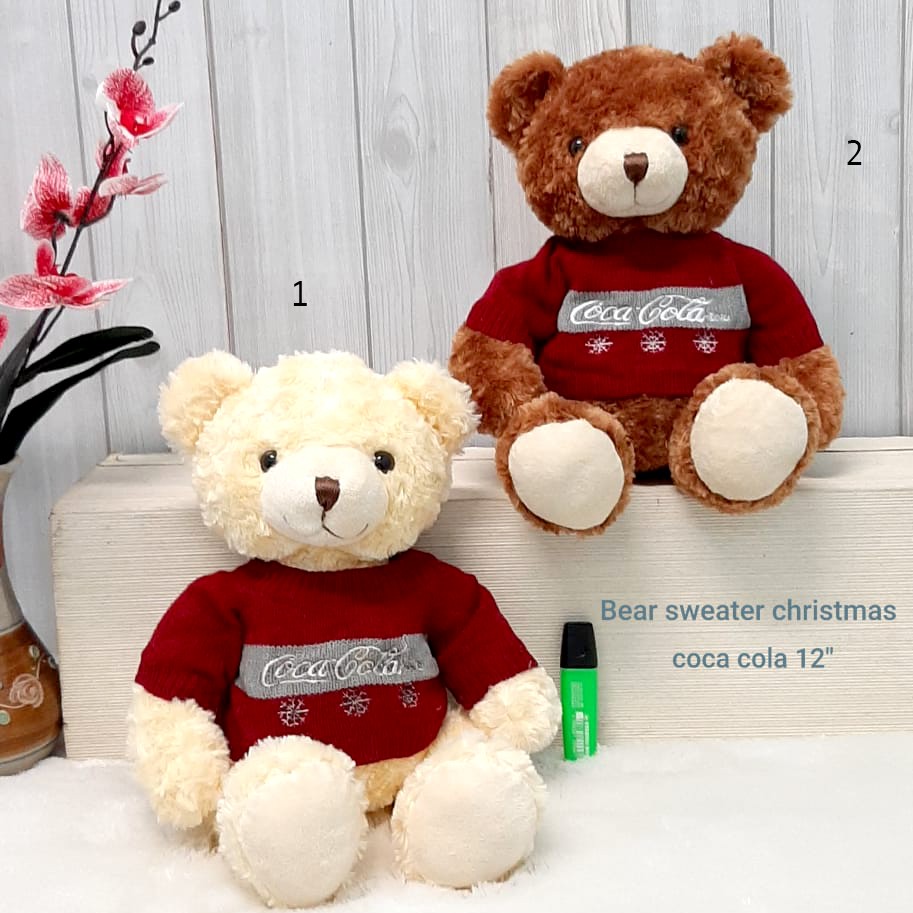 Teddy Bear sweater natal 30cm coca cola merry chirtmass santa snowman souvenir natal gereja