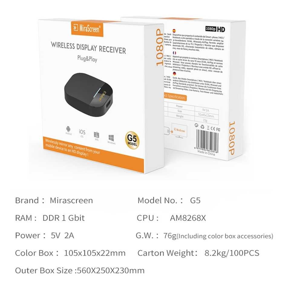 Terbaru ! MiraScreen G5 AnyCast Miracast HDMI Dongle Wifi 1080P 2.4G - G5A