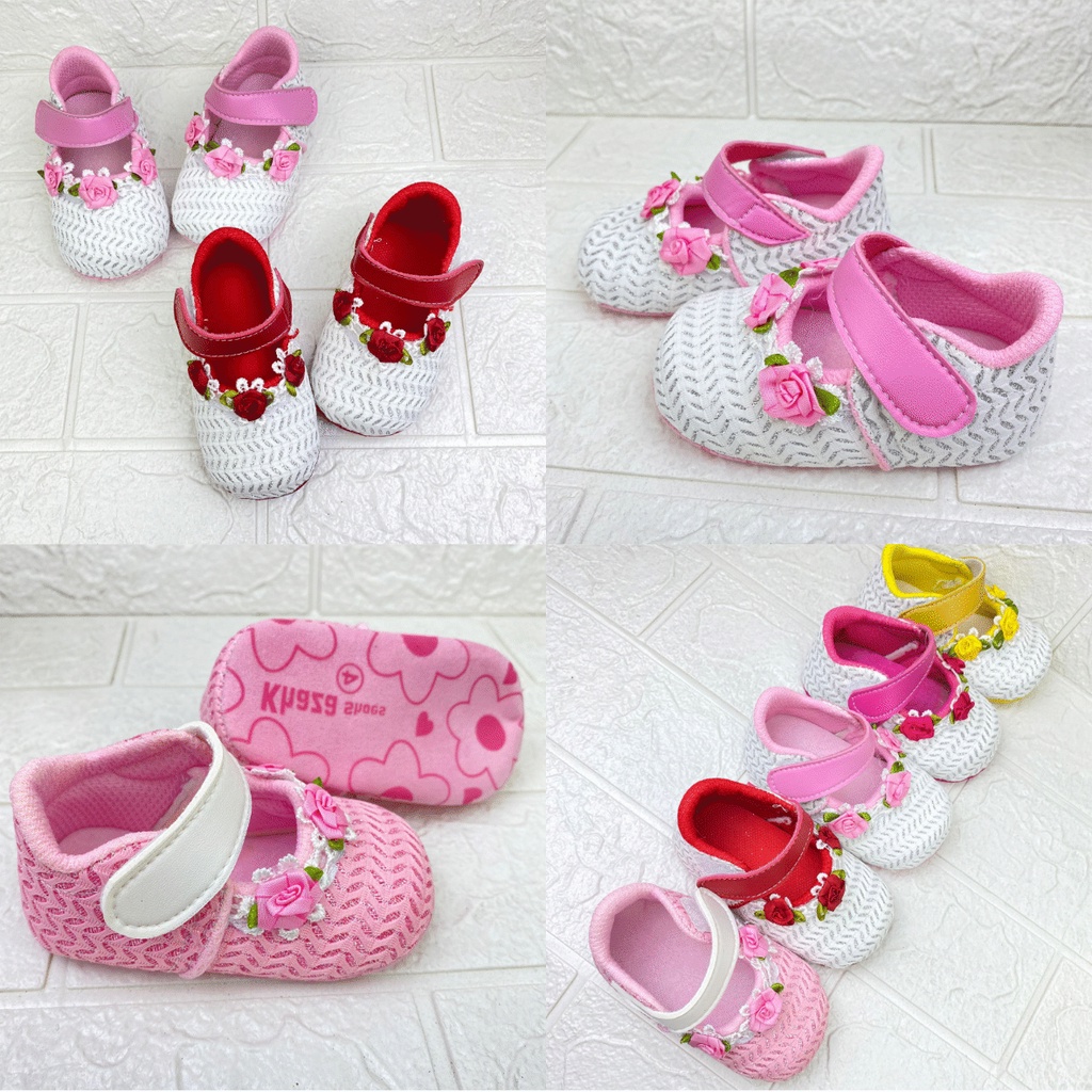 [TAMAN SEPATUKU] SEPATU TRENDY MURAH PREWALKER BABY BAYI ANAK PEREMPUAN PAYET BUNGA 0-12 BULAN XPX01