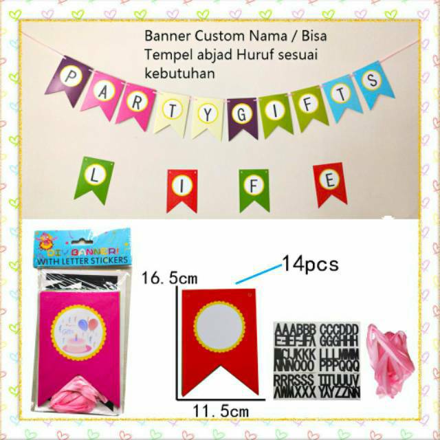 ExtraWrap (CCA) BALONTOYS DIY Import Banner CUSTOM BANNER / BANNER CUSTOM NAMA / BANNER SESUAI NAMA