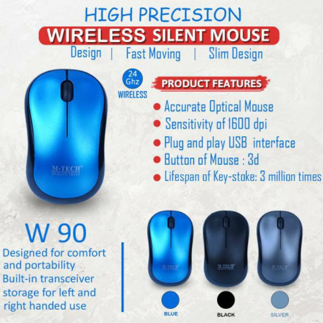 M-Tech W90 Wireless Mouse Silent click