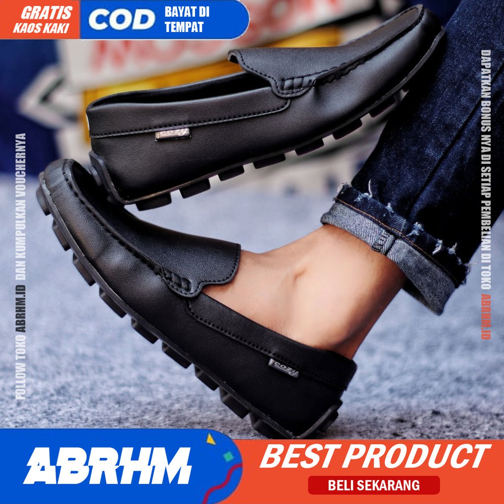 ABRHM x VENEZIA Sepatu Slip On Pria Sepatu Pria Casual Pria Kulit Pu Moccasin Sepatu Kerja Pantofel Semi Formal Sepatu Kasual Santai Gaya Keren Kekinian Murah Terlaris