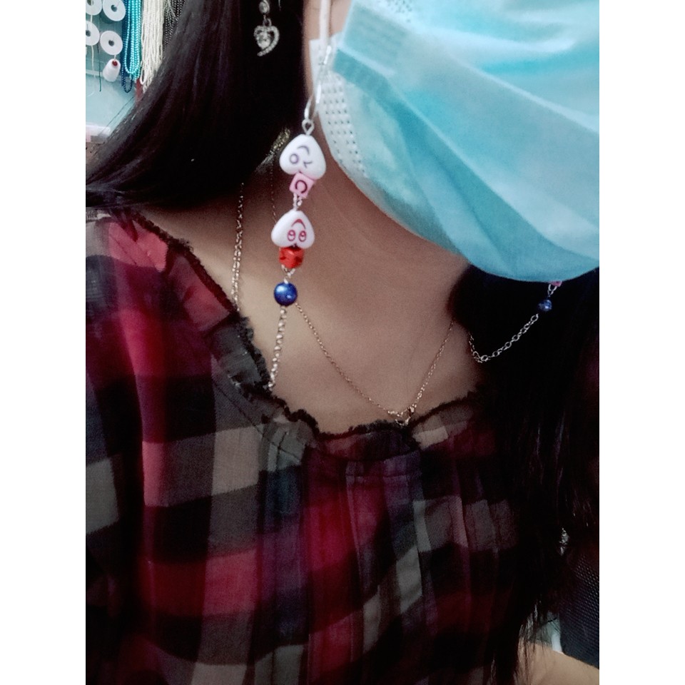 STRAP MASK LOVE CANDY | STRAP MASK MANIK CUSTOM RANDOM Strap makser Hijab Kalung masker Mutiara